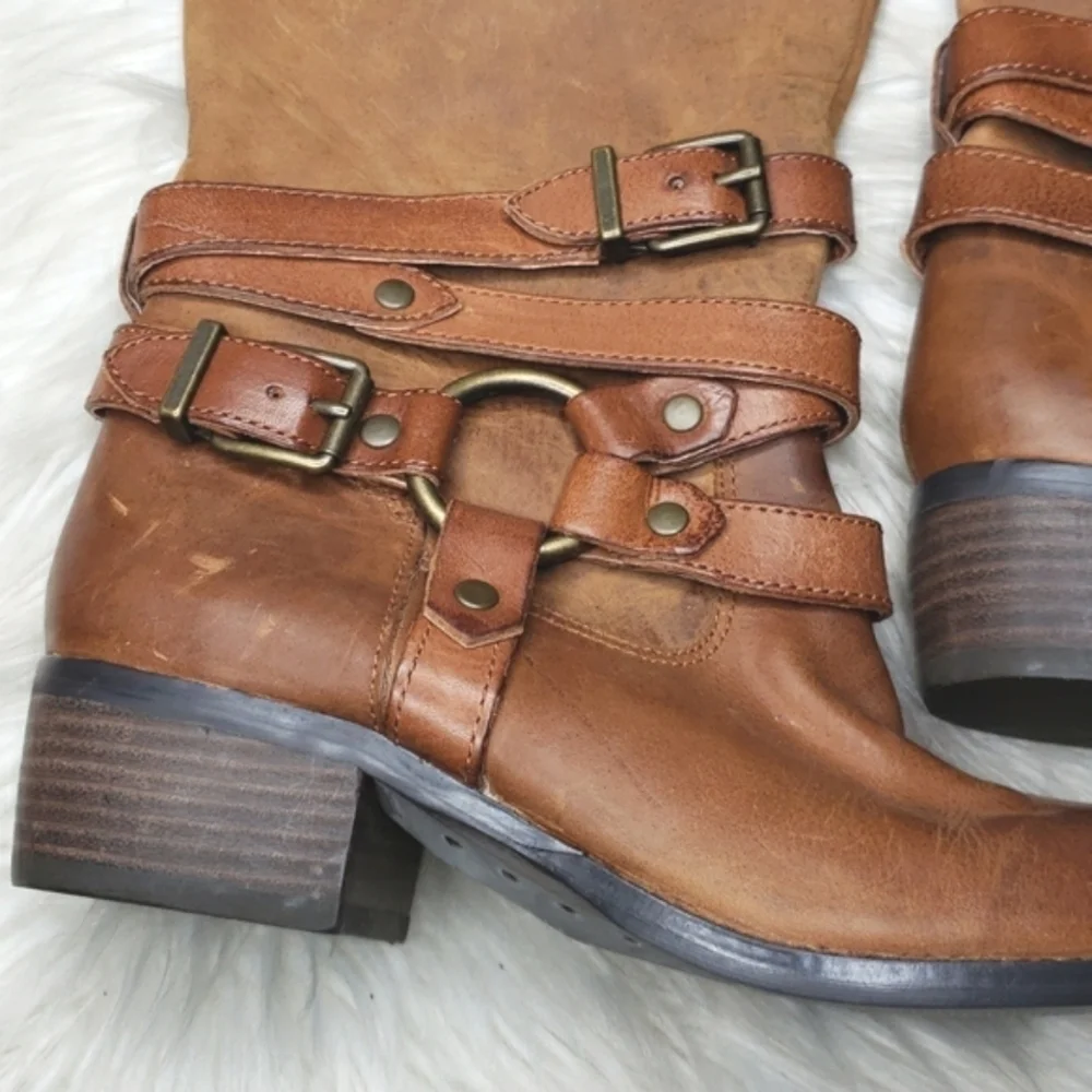 GB Distressed Leather Tall Riding boots
